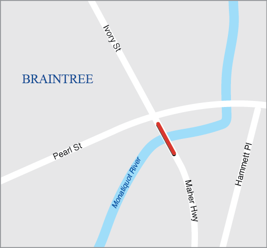 Braintree: Bridge Replacement, B-21-067, JW Maher Highway over Monatiquot River Braintree: Bridge Replacement, B-21-067, JW Maher Highway over Monatiquot River